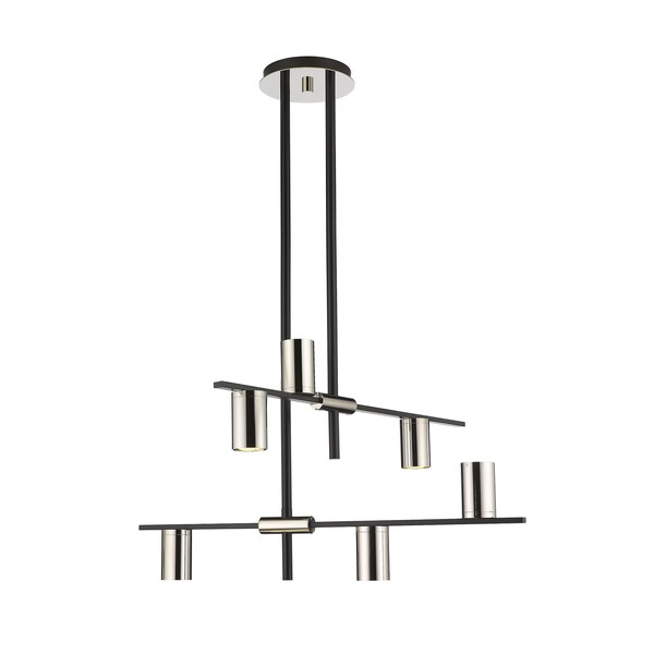 Z-Lite Calumet 6 Light Chandelier, Mate Black + Polished Nickel 814-6MB-PN - main